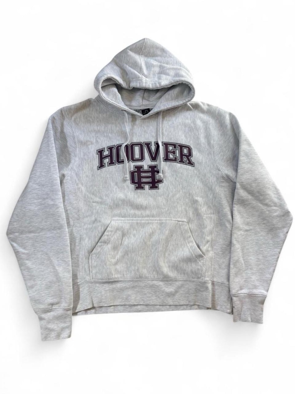 J America Hoover “H” Logo Fleece Hoodie – Light Gray, S